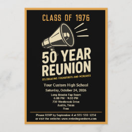 Retro Pep Rally Style 50 Year Class Reunion Inbjudningar
