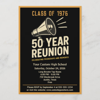 Retro Pep Rally Style 50 Year Class Reunion Inbjudningar