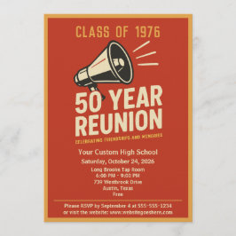 Retro Pep Rally Style 50 Year Class Reunion Inbjudningar
