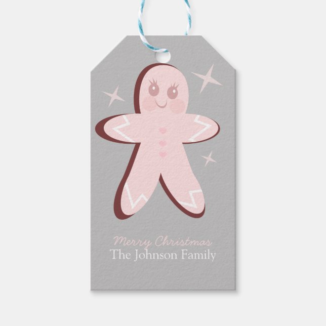 Retro pepparkaksgodiskulor rosa julpresentetikette presentetikett (Framsidan)