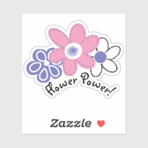 Retro Periwinkle Lavender Rosa Flower Power Klistermärken