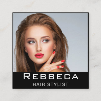 Retro Personalize Photo Hairdresser Fyrkantigt Visitkort