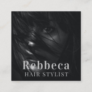 Retro Personalize Photo Hairdresser Fyrkantigt Visitkort