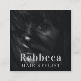 Retro Personalize Photo Hairdresser Fyrkantigt Visitkort