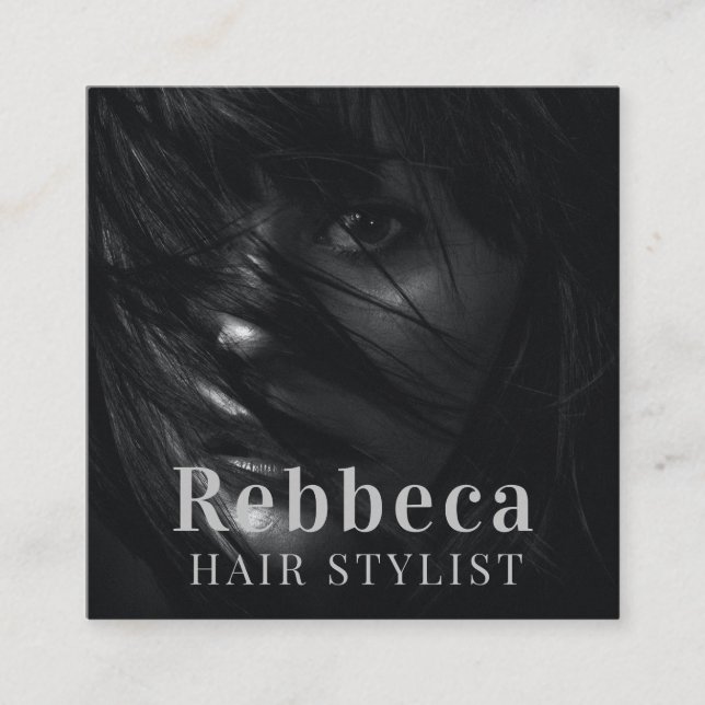 Retro Personalize Photo Hairdresser Fyrkantigt Visitkort (Framsida)