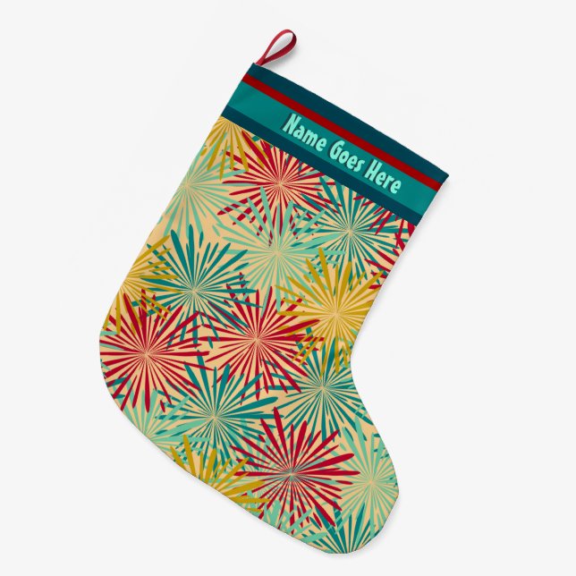 Retro (personifierade) julglitterPomPoms, Stor Julstrumpa (Framsidan (Hängande))