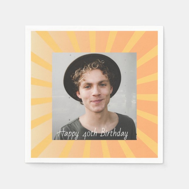 Retro-Personlig 40:e födelsedagsfoto Pappersservett (Framsidan)
