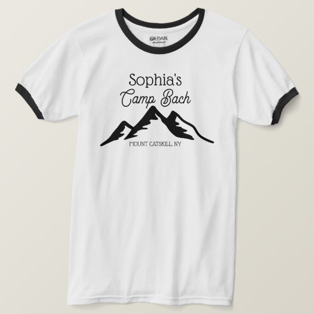 Retro Personlig Camp Bach Mountains Black T Shirt (Design framsida)
