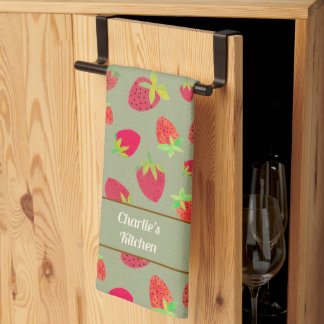 Retro Personlig Cute Mid Century Strawberry Kökshandduk