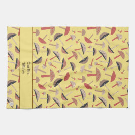 Retro Personlig Mid-Century Mushroom Fungi Kökshandduk