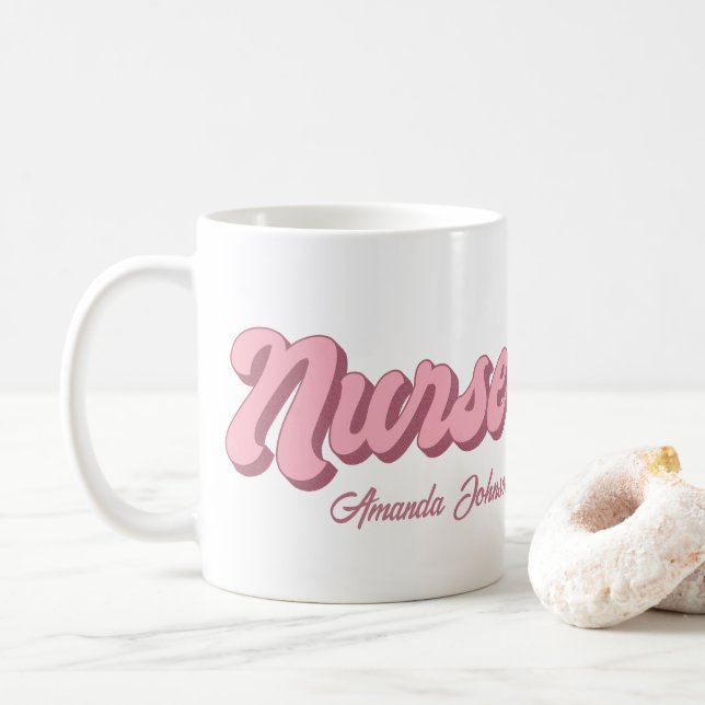 Retro Personlig Nurse Mugg (Med munk)