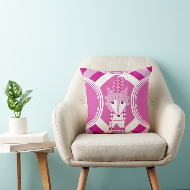 Retro Personlig Rosa Fox Pillow Kudde (Stol)