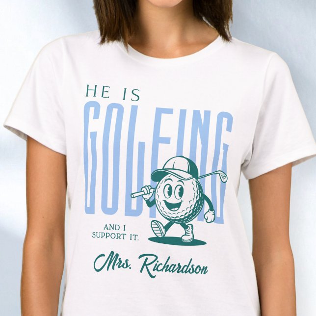 Retro Personlig Skript Mrs Blue Rolig Golf Fru T Shirt (Retro Personalized Script Mrs Blue Funny Golf Wife T-Shirt)