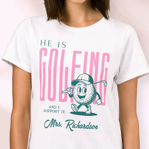 Retro Personlig Skript Mrs Rosa Rolig Golf Fru T Shirt