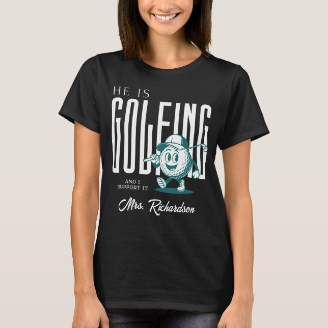 Retro Personlig Skript Mrs White Rolig Golf Fru T Shirt (Framsida)