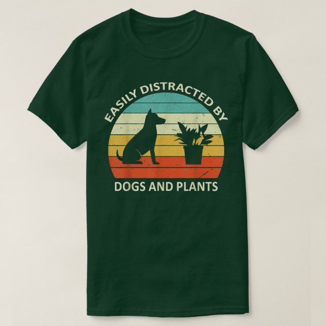 Retro Pet Easily Distrated Hundar Plants Älskare p T Shirt (Design framsida)