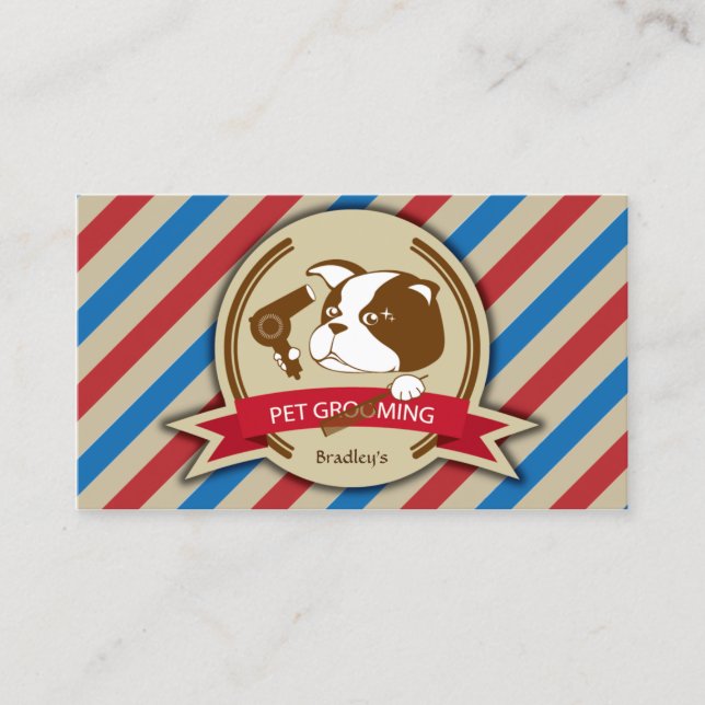 Retro Pet Grooming Service Pet Salon Visitkort (Framsida)