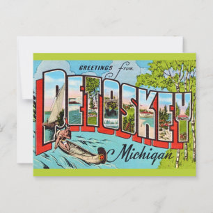 Retro Petosky Michigan Hälsning Vykort