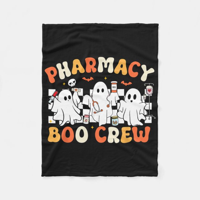 Retro Pharmacy Boo Crew Ghost Pharmacist Hall Fleecefilt (Framsidan)