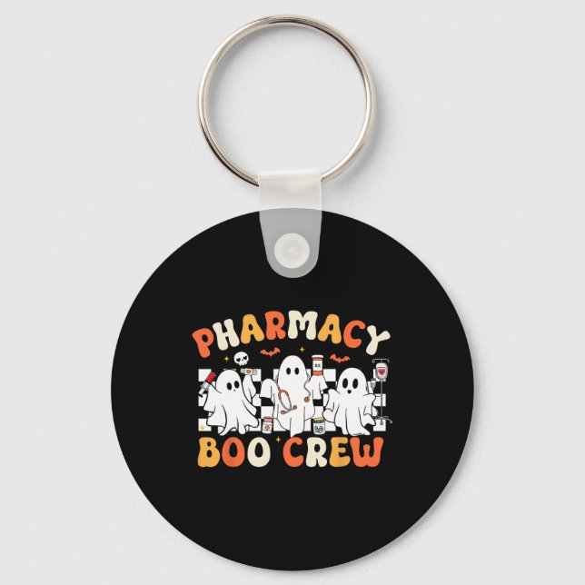 Retro Pharmacy Boo Crew Ghost Pharmacist Hall Nyckelring (Framsida)