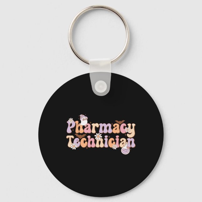 Retro Pharmacy Technician Halloween Spooky Pharmac Nyckelring (Framsida)