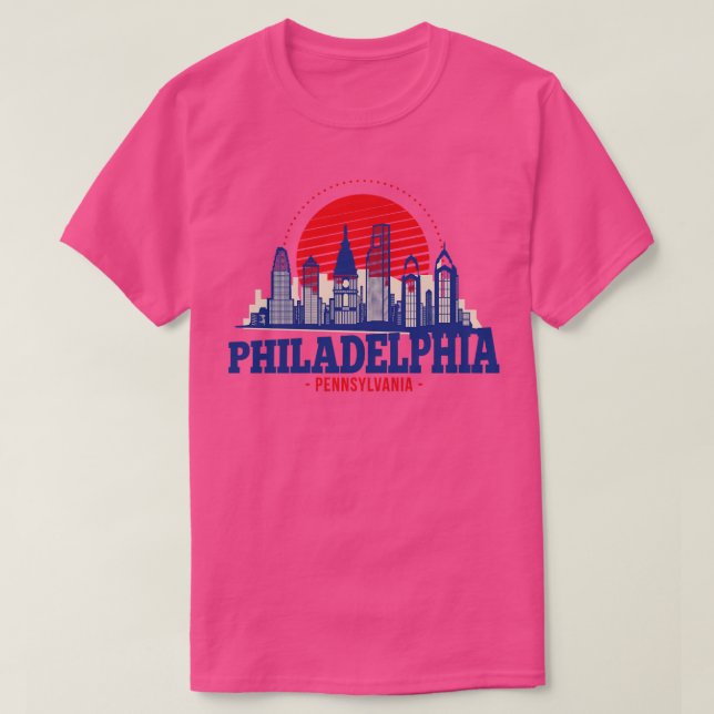 Retro Philadelphia Pennsylvania Skyline T Shirt (Design framsida)