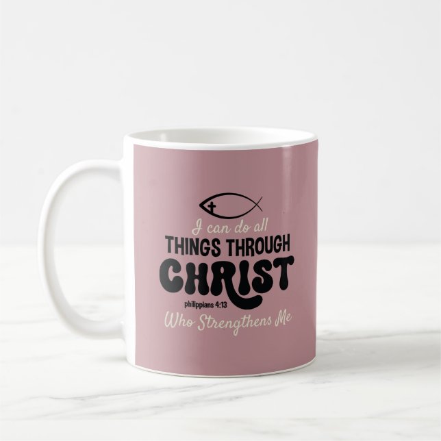 Retro Philippians 4:13 Kaffemugg (Vänster)