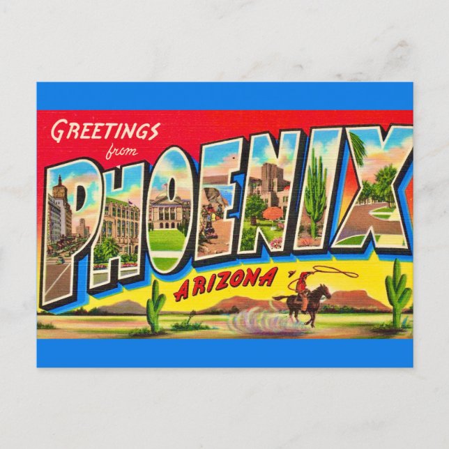 Retro Phoenix Arizona vykort (Framsida)