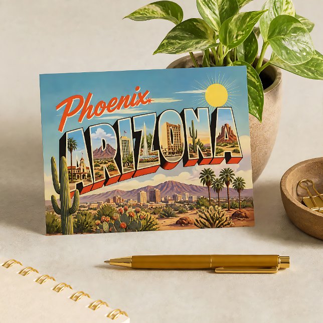 Retro Phoenix Arizona  Vykort (Skapare uppladdad)