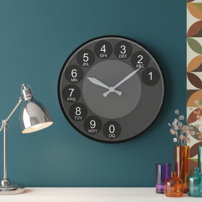 Retro Phone Dial Wall Clock Stor Klocka (Retro telephone dial wall clock.)