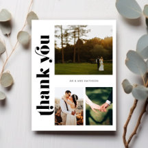 Retro Photo Bröllop Tack vykort