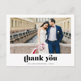 Retro Photo Bröllop Tack vykort