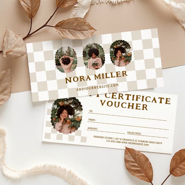 Retro Photo Checkered Mönster Gift Certificate (Retro Photo Checkered Pattern Gift Certificate)