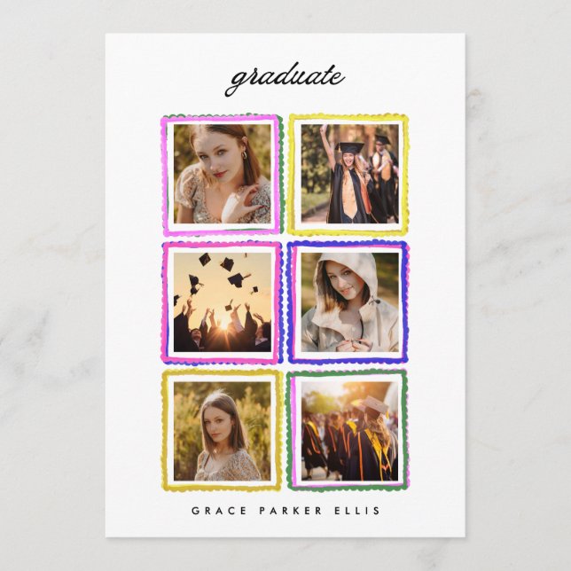 Retro Photo Collage Frames Graduation High School Meddelande (Framsida)