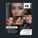 Retro Photo Collage Logotyp QR Makeup - säljfrämja<br><div class="desc">Dubbla som flygblad för konstnärer, nagellärare, hårstilist eller liknande yrke där du behöver visa ditt verk i en återfotokollage med svart och vit bakgrund och text. Anpassa med din logotyp och på baksidan ytterligare ett foto och din QR-kod med din mediefertreferens till social. Retro-fotokollage-kampanjflygare för hårstilist, nagelartist eller skönmålare med...</div>