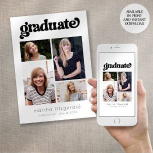 Retro Photo Collage Studenten meddelande Inbjudningar