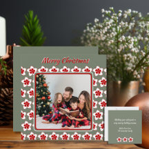 Retro Photo jul Red White och Grönt Flower