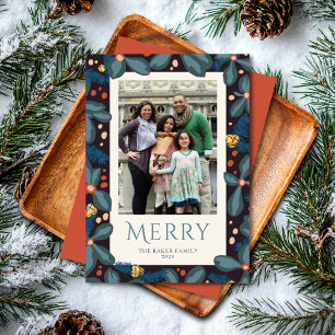 Retro Photo Merry Peace Kärlek Joy Julkort