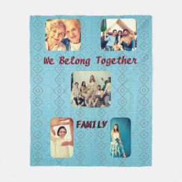 Retro Photo Soft Blue Diamond Mönster Fleecefilt