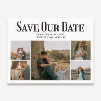 Retro Photo White Wedding Save The Date Meddelande Vykort