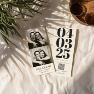 Retro Photobooth Typography Qrcode Spara datum I Inbjudningar