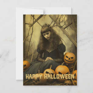 Retro Photography Halloween, söt häxflicka Vykort
