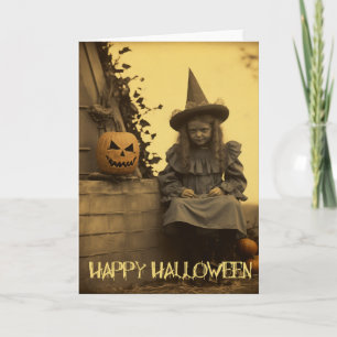 Retro Photography spooky Halloween creepy Girl Helgkort