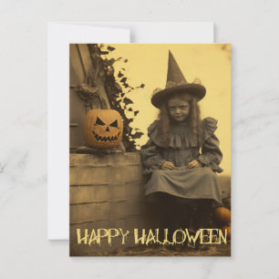Retro Photography spooky Halloween creepy Girl Vykort