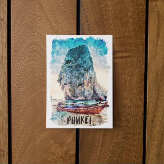 Retro Phuket Thailand Beach Painting Vykort (Retro Phuket Thailand Beach Painting Postcard)