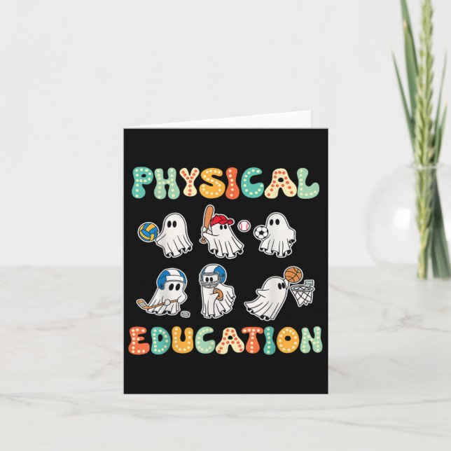 Retro Physical Education Halloween Spöken Gift för Kort (Framsida)
