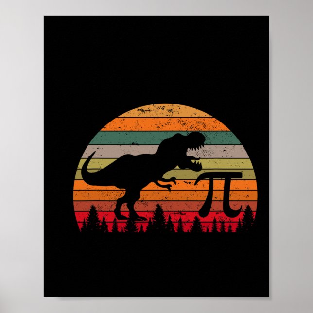 Retro Pi Day 3.14 Dinosaur Funny Pi Day Math Toddl Poster (Framsidan)