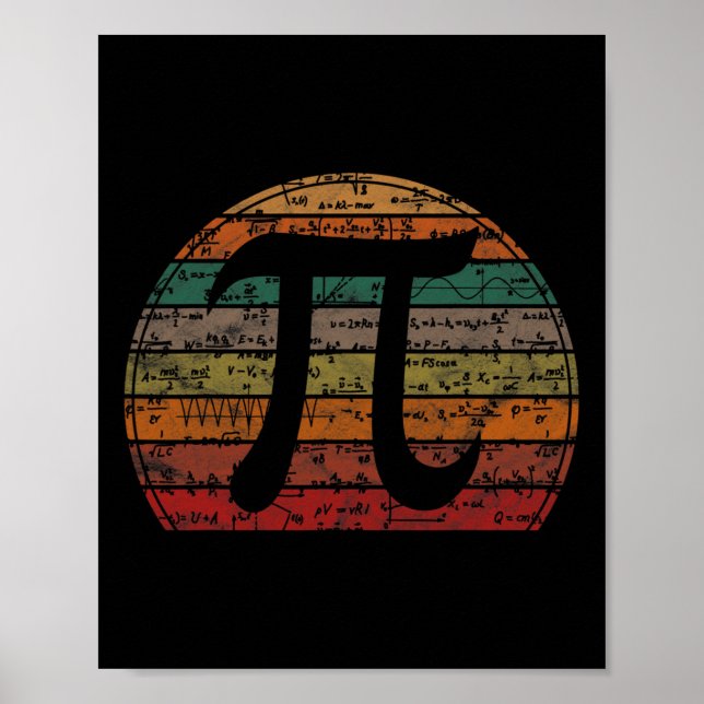 Retro Pi Symbol Sunset Gift Math Equations Geek Pi Poster (Framsidan)