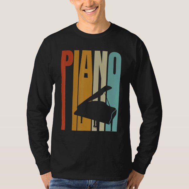 Retro Piano Coola Piano Player T Shirt (Framsida)