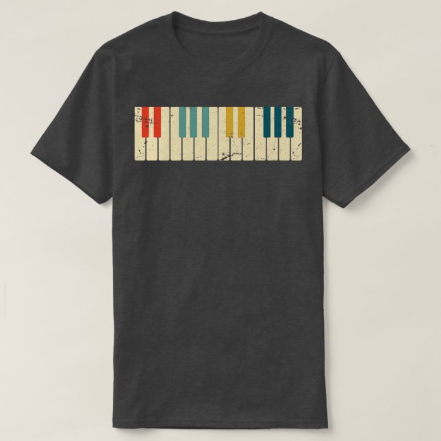 Retro Piano Nycklar Piano T Shirt (Design framsida)